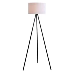 61.25" Metal Tripod Floor Lamp With Linen Shade Black/White - Cresswell Lighting -Home Decoration Series GUEST 621ee2e0 acfb 44e1 83a6 ff3a6f8e8649