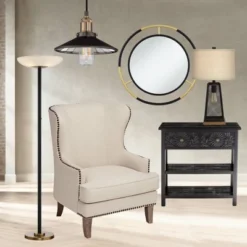 Possini Euro Design Modern Torchiere Floor Lamp LED 72" Tall Black Antique Brass White Glass Shade For Living Room Reading Uplight -Home Decoration Series GUEST 63c305ac 45d8 4892 859d 528c6eb490d2