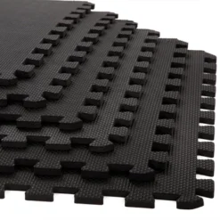 Fleming Supply Nonslip Interlocking Foam Floor Tiles – 24" X 24" X 0.375", Black, 6-Pack