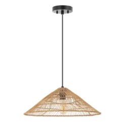 20.25" 1-Light Nova Farmhouse Coastal Rattan LED Pendant Brown - JONATHAN Y -Home Decoration Series GUEST 66ee65e0 9af0 4aaa 8d45 755cf262c5e7