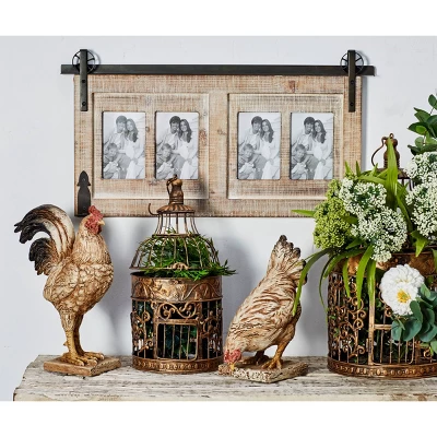 Wood 4 Slot Wall Photo Frame With Metal Accent Brown - Olivia & May 3 Wood 4 Slot Wall Photo Frame With Metal Accent Brown - Olivia & May