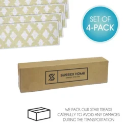 SussexHome Floral Design Cotton Anti-Slip Stair Treads, 9” X 28“ -Home Decoration Series GUEST 6b09d105 c261 4b55 a9ec 0c9ef74531a4