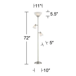 360 Lighting Ellery Modern Torchiere Floor Lamp With Side Lights 72" Tall Brushed Nickel Frosted White Glass Shade For Living Room Reading Bedroom -Home Decoration Series GUEST 6b8cb13f 3c91 4d63 91b2 962b241191fe