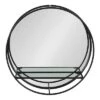 19" Diameter Kei Modern Round Accent Mirror With Shelf Black - Kate & Laurel All Things Decor