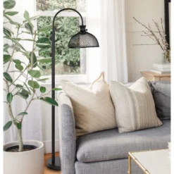 48" Metal Adjustable Height Floor Lamp Black - Cal Lighting