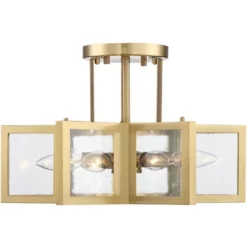 Possini Euro Design Casa Star Modern Ceiling Light Semi Flush Mount Fixture 16" Wide Warm Brass 6-Light Clear Glass For Bedroom Kitchen Living Room -Home Decoration Series GUEST 6e95e3bf 7dc3 4502 8a27 92db18885400