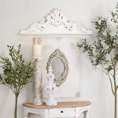 Wood Geometric Carved Arabesque Wall Decor White - Olivia & May 8 Wood Geometric Carved Arabesque Wall Decor White - Olivia & May - Image 6