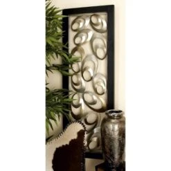Metal Abstract Scallop Ribbon Wall Decor With Black Frame Gold - Olivia & May