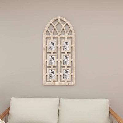 Wood 6 Slot Wall Photo Frame With Window Arch Shape Light Brown - Olivia & May 15 Wood 6 Slot Wall Photo Frame With Window Arch Shape Light Brown - Olivia & May - Image 13