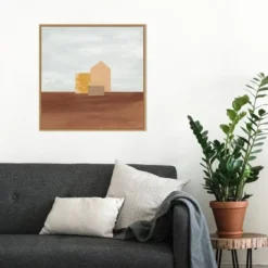 22" X 22" Homey Landscape II By Courtney Prahl Framed Canvas Wall Art Light Brown - Amanti Art -Home Decoration Series GUEST 73ed1870 9a72 42e2 ba0b 85dba813e164