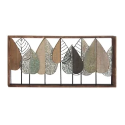 Metal Leaf Varying Texture Wall Decor With Wood Frame Brown - Olivia & May -Home Decoration Series GUEST 755cf85d feca 4ea4 9ee9 689006e939ba