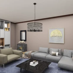 Metal Crystal Embellishments 6 Light Chandelier With Link Style Chain Black - Olivia & May -Home Decoration Series GUEST 7567ea95 a929 45fc 80be ac0d43f65dad