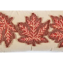 14"x26" Oversized Leaves Lumbar Throw Pillow Rust - Rizzy Home