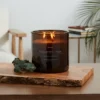 23oz XL 3-Wick Eucalyptus + Palm Wooden Amber Glass With Wood Lid And Stamped Logo Amber - Threshold™ -Home Decoration Series GUEST 76039d46 592c 4b0e 9d78 4be534d35d39