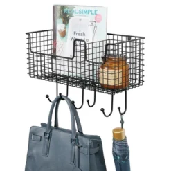 MDesign Metal Storage Organizer Basket With 6 Hooks - Wall Mount 21 MDesign Metal Storage Organizer Basket With 6 Hooks - Wall Mount -Home Decoration Series GUEST 76b6e20f 0851 48e9 a125 9df095f2aafc