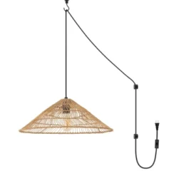 20.25" 1-Light Nova Farmhouse Coastal Rattan LED Pendant Brown - JONATHAN Y -Home Decoration Series GUEST 77738ad4 28aa 47f5 9f94 f83d6fce31b1