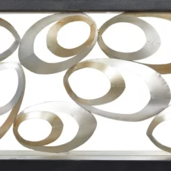 Metal Abstract Scallop Ribbon Wall Decor With Black Frame Gold - Olivia & May -Home Decoration Series GUEST 7873ecd5 f65f 4a55 a615 a304956f47b1