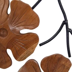 Set Of 2 Teak Wood Floral Handmade Framed Carved Wall Decors With Metal Wire Brown - Olivia & May -Home Decoration Series GUEST 790601ac 0ef7 46a1 b3ac 8fbb636afa45