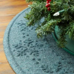3' Aqua Shield Snowflake Tree Skirt Round Mat Bluestone - Bungalow Flooring