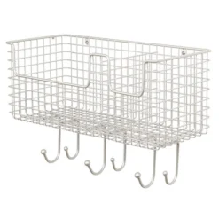 MDesign Metal Storage Organizer Basket With 6 Hooks - Wall Mount 17 MDesign Metal Storage Organizer Basket With 6 Hooks - Wall Mount -Home Decoration Series GUEST 79c66230 55ac 4262 b119 a82ca3b45c46