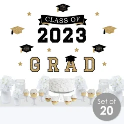 Big Dot Of Happiness Gold Class Of 2023 Graduation Party Wall Decals Set Of 20