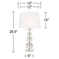 Vienna Full Spectrum Modern Table Lamp 26 1/2" High With USB Dimmer Stacked Crystal Spheres White Drum Shade For Bedroom Living Room Desk Bedside -Home Decoration Series GUEST 7b6264c7 8c26 4645 8f38 93687dfecd73