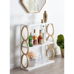 28" X 8" X 31" Ring Wooden 3-Tier Shelf White - Kate & Laurel All Things Decor -Home Decoration Series GUEST 7bd5de63 0269 411e 8337 d480ac69d75e