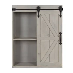 Decorative Wood Wall Storage Cabinet With Sliding Barn Door Rustic Gray - Kate & Laurel All Things Decor -Home Decoration Series GUEST 7c9e7347 548a 4240 86ff d74ffe7a46cb