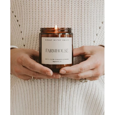 Sweet Water Decor Farmhouse 9oz Amber Jar Soy Candle 4 Sweet Water Decor Farmhouse 9oz Amber Jar Soy Candle - Image 2