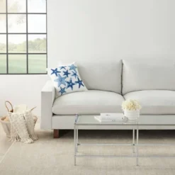 18"x18" Life Styles Towel Embroidered Starfish Square Throw Pillow Blue - Mina Victory