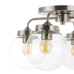18" 4-Light Piper Farmhouse Rustic Iron/Glass LED Semi Flush Mount Nickel/Clear - JONATHAN Y -Home Decoration Series GUEST 7ed7f1e7 9361 4701 9cd4 bde5a7bb826f