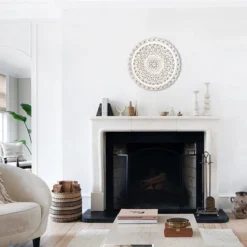 LuxenHome White Wood Flower 23.86" Round Wall Decor Home Decor Interior Design -Home Decoration Series GUEST 7ef1a86d 1d3c 4ff6 aa4d c48191087c0a