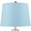 360 Lighting Simon Modern Table Lamps 25 1/2" High Set Of 2 Brushed Nickel With USB Charging Port Blue Hardback Drum Shade For Bedroom Nightstand Desk -Home Decoration Series GUEST 8154fc71 9a3d 4a3f bd95 67ecff597a50