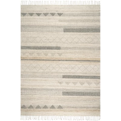 NuLOOM Geometric Stripes Wool Tassel Area Rug 14 NuLOOM Geometric Stripes Wool Tassel Area Rug - Image 12