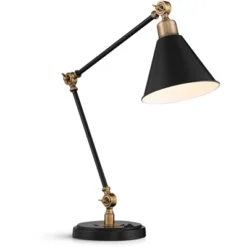 360 Lighting Modern Industrial Desk Table Lamp With USB Charging Port Adjustable 26.75" High Black Antique Brass For Bedroom Bedside Office -Home Decoration Series GUEST 8535cb3a dae0 4af0 a15a 4796ac073cdd
