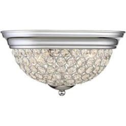 Possini Euro Design Faith Modern Ceiling Light Flush Mount Fixtures 11" Wide Set Of 2 Chrome 2-Light Crystal For Bedroom Kitchen Living Room Hallway -Home Decoration Series GUEST 856e15a4 10f4 454a 9644 3001ab564e7e