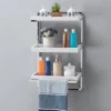 10.5" X 16" 3 Tier Wall Shelving Unit With Towel Rack And Trays Chrome/White - Danya B.