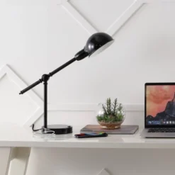 20.25" Curtis Vintage Industrial Iron Adjustable Dome Shade Task Lamp With USB Charging Port (Includes LED Light Bulb) - JONATHAN Y 18 20.25" Curtis Vintage Industrial Iron Adjustable Dome Shade Task Lamp With USB Charging Port (Includes LED Light Bulb) - JONATHAN Y -Home Decoration Series GUEST 870a05f8 f035 4045 8b42 cec691e8c3d6