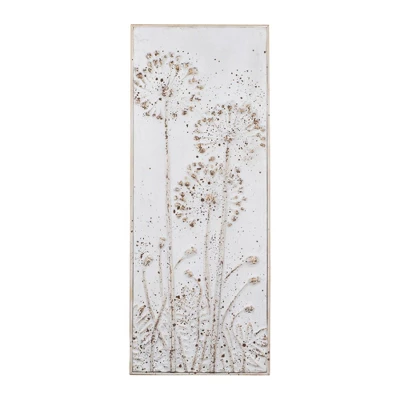 Set Of 2 Metal Decorative Wall Décor With Flowers White - Storied Home 8 Set Of 2 Metal Decorative Wall Décor With Flowers White - Storied Home - Image 6