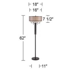Franklin Iron Works Alamo Industrial Rustic Floor Lamp 62" Tall Bronze Metal Sheer Organza Outer Linen Fabric Inner Double Drum Shade For Living Room 16 Franklin Iron Works Alamo Industrial Rustic Floor Lamp 62" Tall Bronze Metal Sheer Organza Outer Linen Fabric Inner Double Drum Shade For Living Room -Home Decoration Series GUEST 87497bf2 97ca 4005 93f7 1d7a653b1bc3