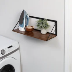 Honey-Can-Do Large Laundry Wall Shelf With Wood Walnut -Home Decoration Series GUEST 87820581 3f3e 4cfb 880d 5a78d323134b