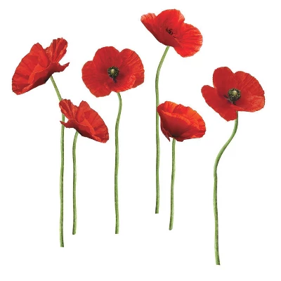 Poppies At Play Peel And Stick Giant Wall Decals Red - ROOMMATES 4 Poppies At Play Peel And Stick Giant Wall Decals Red - ROOMMATES - Image 2