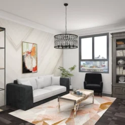 Metal Crystal Embellishments 6 Light Chandelier With Link Style Chain Black - Olivia & May -Home Decoration Series GUEST 894f0c2e 2b9e 470e ad69 850fd08eef94