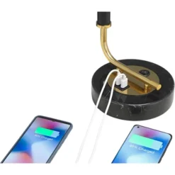 Possini Euro Design Myles Modern Mid Century Desk Lamp 24" High Black Gold With Dual USB Charging Ports Metal Drum Shade For Bedroom Living Room Home 12 Possini Euro Design Myles Modern Mid Century Desk Lamp 24" High Black Gold With Dual USB Charging Ports Metal Drum Shade For Bedroom Living Room Home -Home Decoration Series GUEST 8953a866 d171 4236 b47d fcd9e489e044