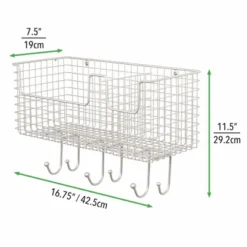 MDesign Metal Storage Organizer Basket With 6 Hooks - Wall Mount 15 MDesign Metal Storage Organizer Basket With 6 Hooks - Wall Mount -Home Decoration Series GUEST 8bab176a 943c 4cc4 864b 1ec1cba87ebf