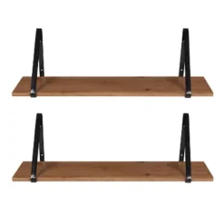 27" X 8.3" 2pc Solomon Wooden Shelf Set Brown/Black - Kate & Laurel All Things Home -Home Decoration Series GUEST 8bd397f3 9d26 4617 8cdc 1a880b49f251