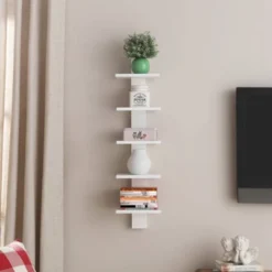 Spine Wall Book Shelves Stylish And Functional White - Proman Products
