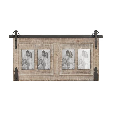 Wood 4 Slot Wall Photo Frame With Metal Accent Brown - Olivia & May 8 Wood 4 Slot Wall Photo Frame With Metal Accent Brown - Olivia & May - Image 6