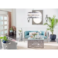 Metal Crystal Embellishments 6 Light Chandelier With Link Style Chain Black - Olivia & May -Home Decoration Series GUEST 8fb4eb1c b292 405e 80ce 4daa454ba7f0