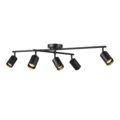 5-Light Matte Black Track Lighting With Center Swivel Bar With Pivoting Shades - Globe Electric -Home Decoration Series GUEST 8fcc1137 5c78 4b60 a3b2 95ae7c42279d